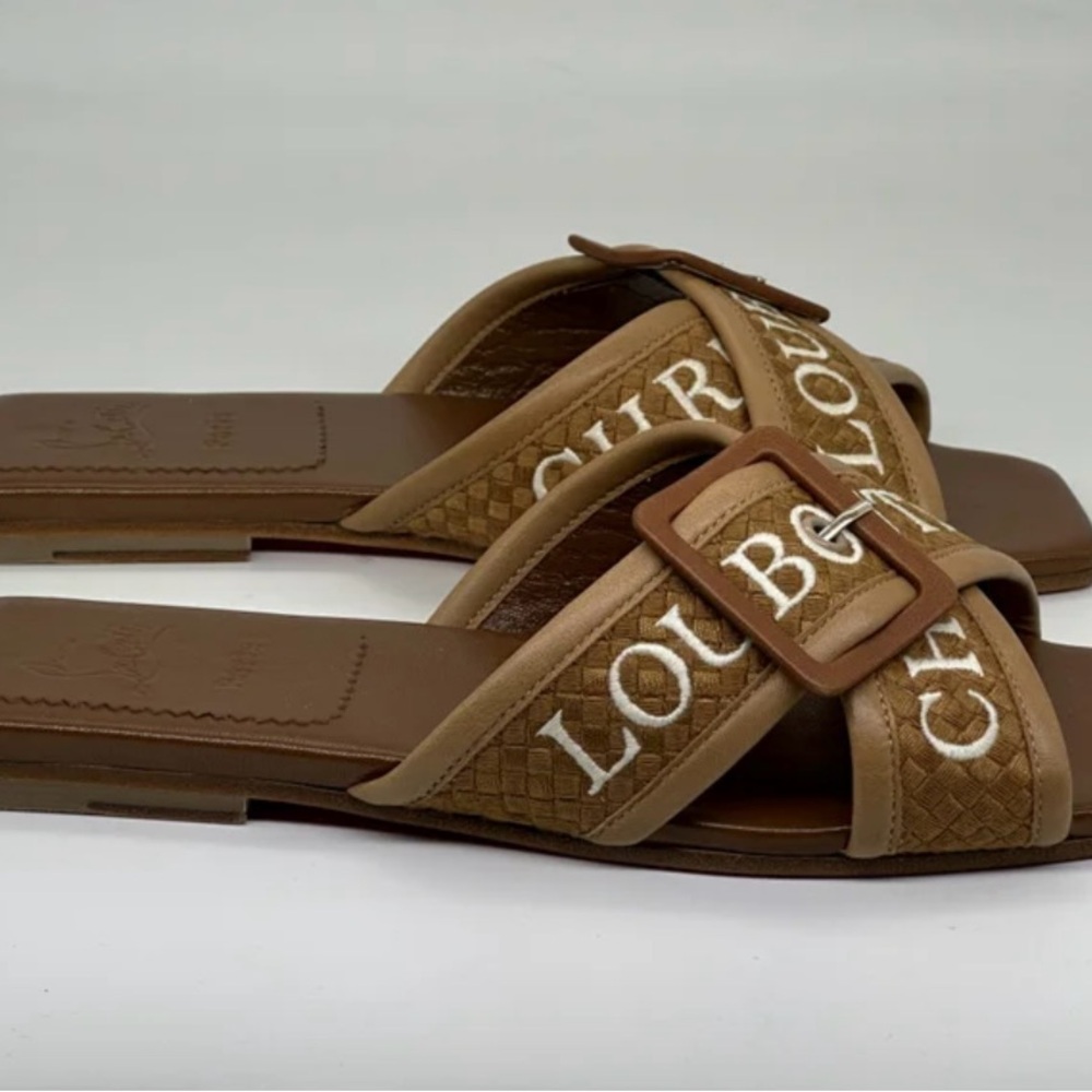 Christian Louboutin Brown Slide Sandals - Picture 4 of 9
